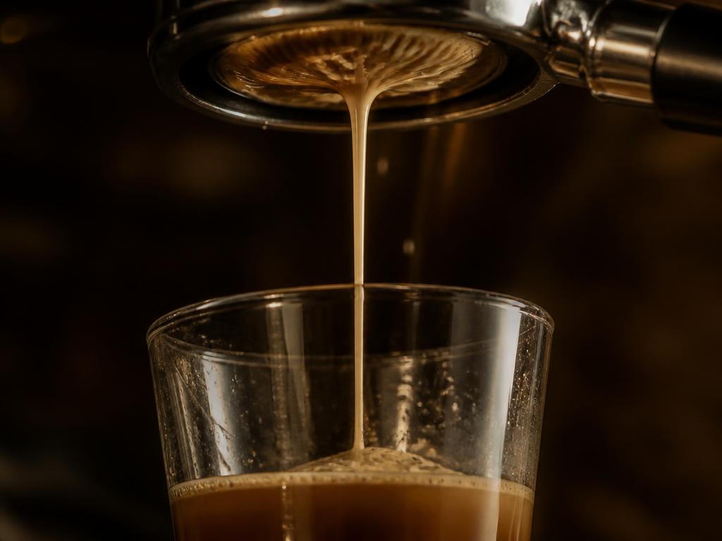Shot one: a fast, pale espresso with thin crema